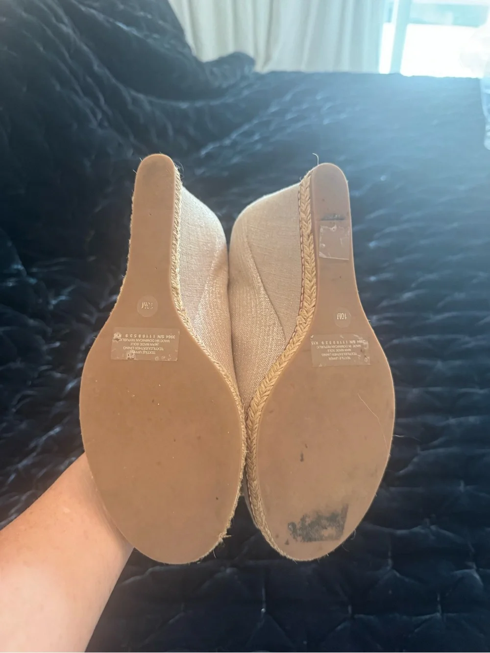 Tory Burch Neutral Beige Bow Espadrille Peep-Toe Flats